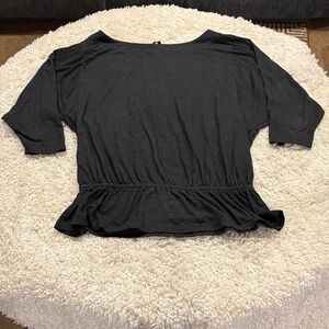 LOFT Black Peplum Knit Short Sleeve Top